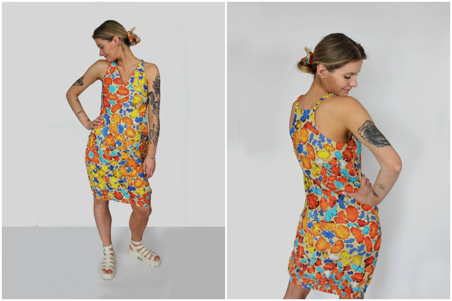 Lniana sukienka na wesele kolorowa