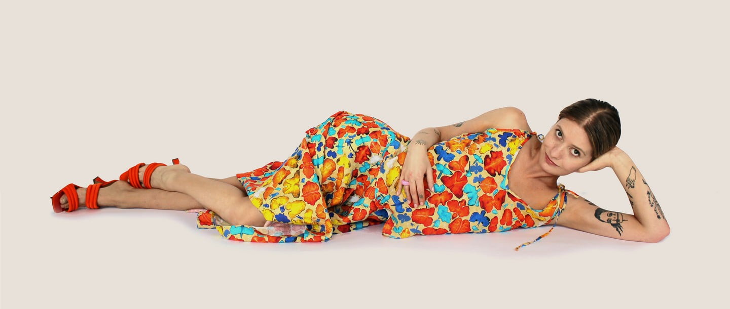 Lniana kolorowa sukienka na wesele na chrzciny