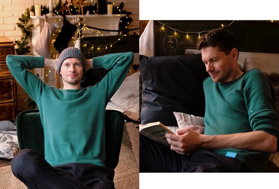 sweter z welny merynosów zielony