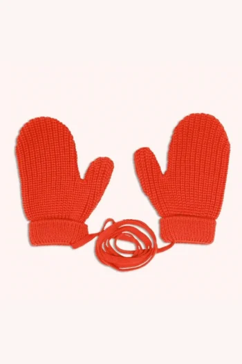 Rękawiczki z wełny merino dla dzieci czerwone