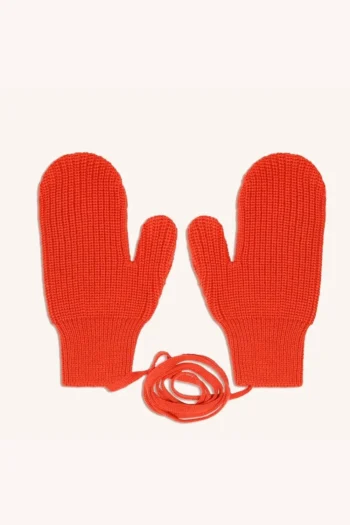 Rękawiczki z wełny merino z jednym palcem czerwone