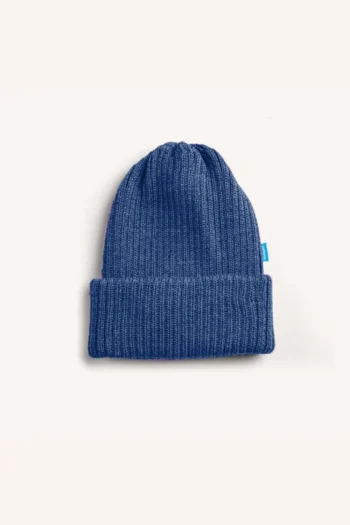 Czapka z wełny merino ściągaczowa granatowa