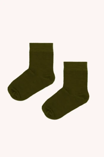 Skarpetki z wełny merino dla dzieci oliwkowe