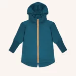 Kids’ merino wool zip hoodie petrol