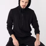 Men’s merino wool zip hoodie black