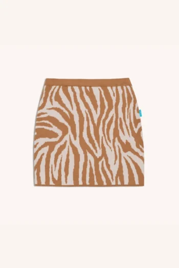 Spódnica z wełny merino żakardowa karmelowo-kremowa