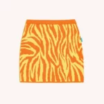 Spódnica z wełny merino żakardowa pomarańczowo-żółta