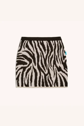 Spódnica z wełny merino żakardowa czarno-kremowa