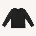 Koszulka z wełny merino dla dzieci z długim rękawem czarna
