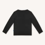 Koszulka z wełny merino dziecięca czarna z długim rękawem