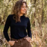 Koszulka z wełny merino z długim rękawem damska czarna