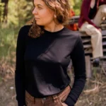 Koszulka z długim rękawem z wełny merino damska czarna