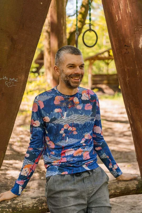 Koszulka z wełny merino z długim rękawem męska tengoku