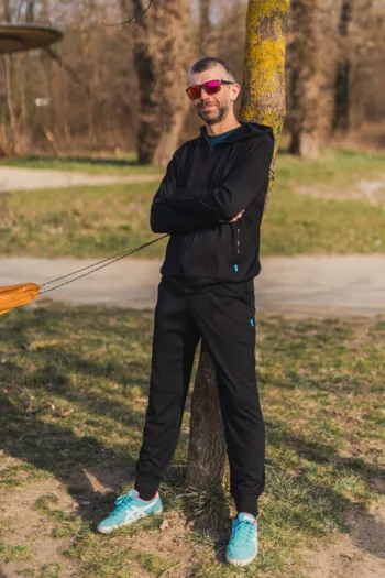 Spodnie z wełny merino dresowe męskie czarne