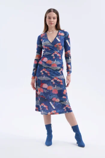 Sukienka z wełny merino kopertowa tengoku