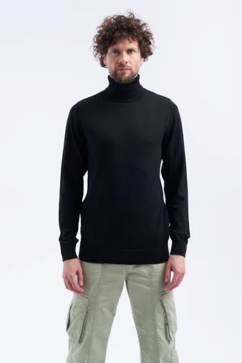 Golf z wełny merino męski czarny