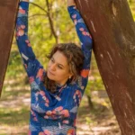 Koszulka z długim rękawem z wełny merino marki paterns we wzór tengoku damska