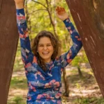 Koszulka z długim rękawem z wełny merino marki paterns we wzór tengoku damska