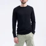 Sweter z wełny merino męski czarny