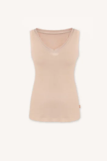 Podkoszulka z wełny merino z dekoltem V cielista