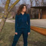 Spodnie z wełny merino dresowe damskie petrol Spodnie z wełny merino dresowe damskie petrol