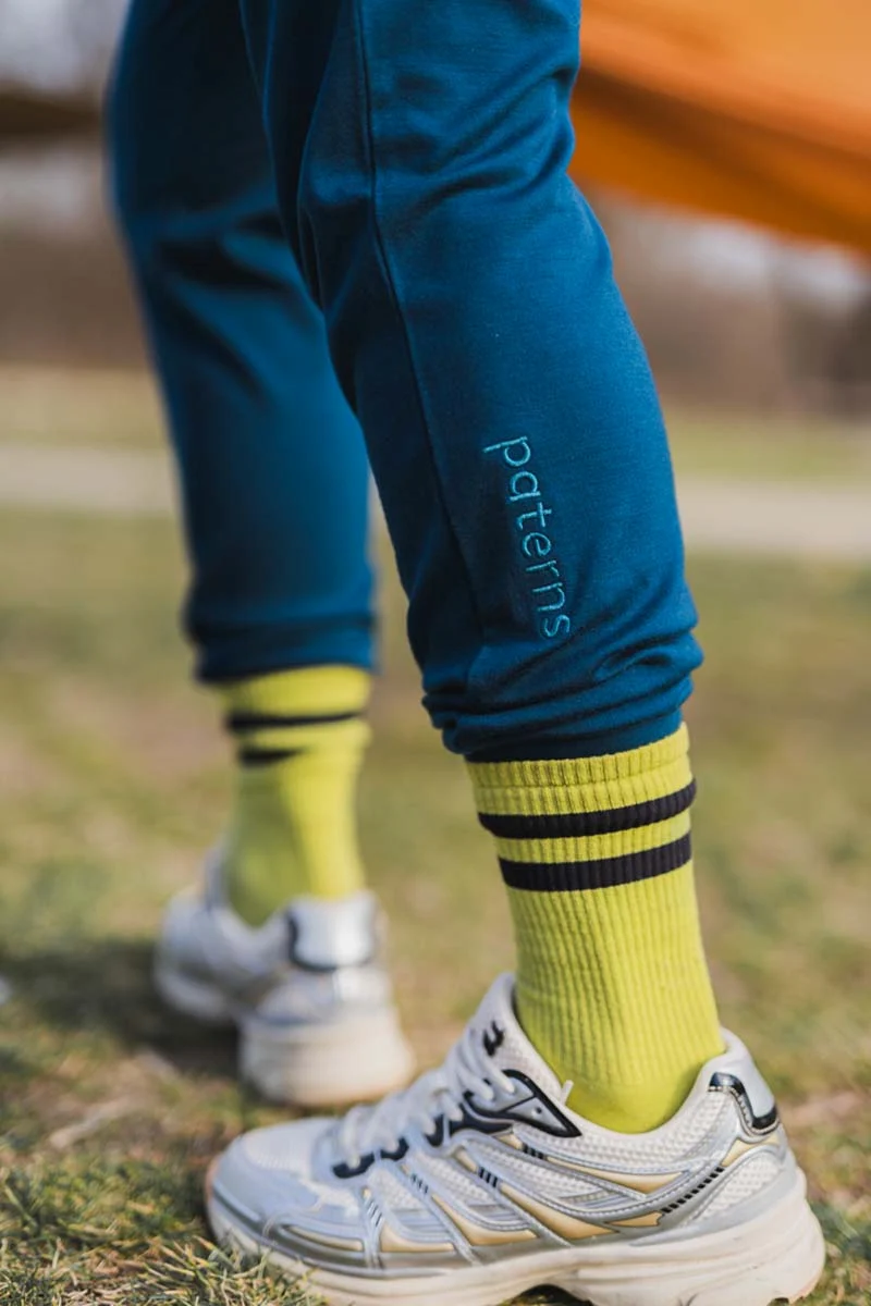 Skarpety trekkingowe merino z paskami fluo 39-41