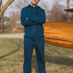 Spodnie z wełny merino dresowe męskie petrol