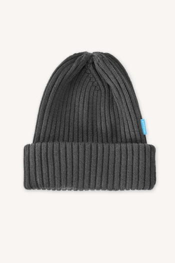 Czapka z wełny merino ściągaczowa szara