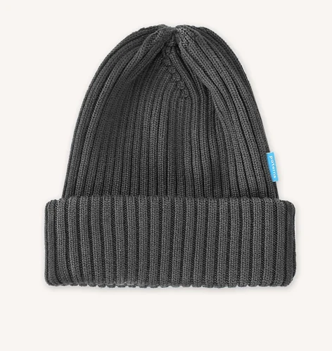 Czapka z wełny merino ściągaczowa szara