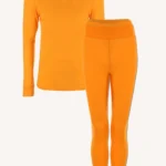 Piżama z wełny merino: koszulka i legginsy pomarańczowa