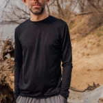 Koszulka z wełny merino z długim rękawem męska czarna Koszulka z wełny merino z długim rękawem męska czarna