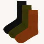 Set: merino wool socks black, olive, terracotta