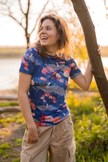 Koszulka z wełny merino prosta damska tengoku