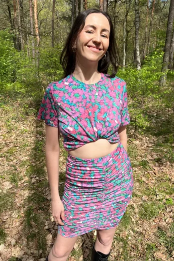 Spódnica z wełny merino marszczona pinkpilio