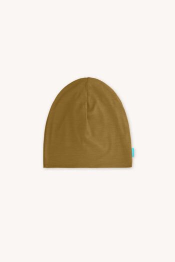Czapka z wełny merino dla dzieci cienka oliwkowa