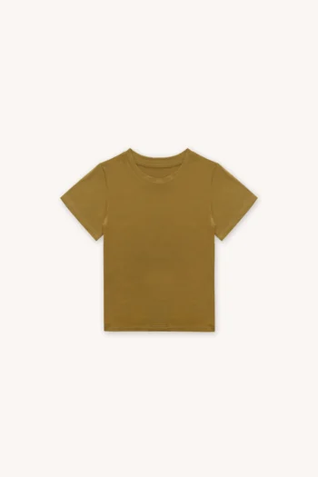 Koszulka z wełny merino dla dzieci oliwkowa