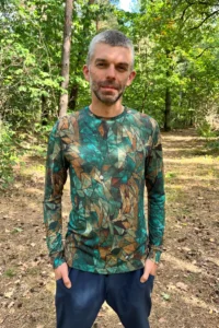 Koszulka z wełny merino z długim rękawem męska green gorpcore