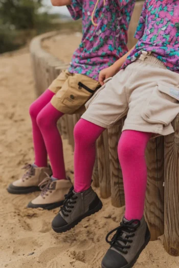 Rajstopy z wełny merino dla dzieci różowe