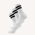 Trzypak: skarpety trekkingowe merino z paskami białe