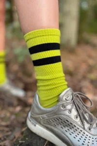 Trzypak: skarpety trekkingowe merino z paskami fluo
