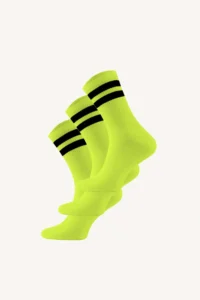 Trzypak: skarpety trekkingowe merino z paskami fluo