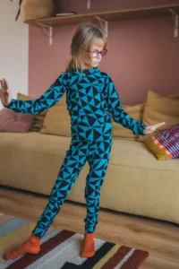Legginsy termoaktywne z wełny merino 100% dla dzieci w trójkąty