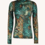 Koszulka z wełny merino ze stójką active damska green gorpcore