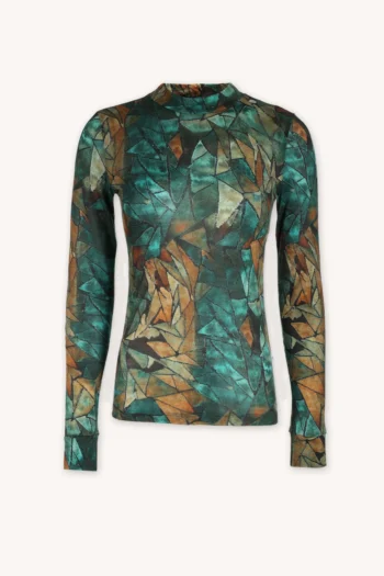 Koszulka z wełny merino ze stójką active damska green gorpcore