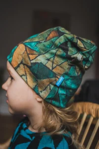 Czapka z wełny merino dla dzieci cienka green gorpcore
