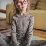 Bielizna termoaktywna z wełny merino 100% góra dziecięca beżowy melanż