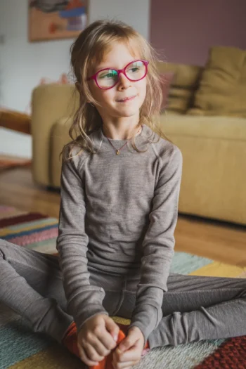 Bielizna termoaktywna z wełny merino 100% góra dziecięca beżowy melanż