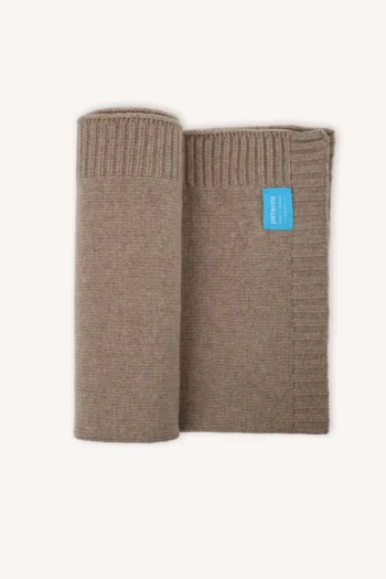 Kocyk z wełny merino 100% dla niemowlaka beżowy melanż