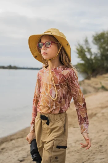 Bluzka dziecięca z długim rękawem z wełny merino ginger gorpcore