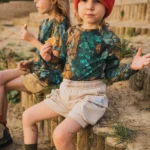 Bluzka dziecięca z długim rękawem z wełny merino green gorpcore